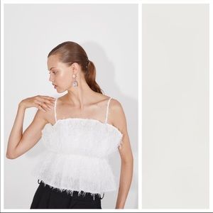 Zara White Textured Crop Top Sleeveless Size small